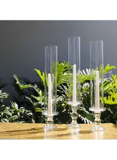 Clear Glass Candle Holder Set of 3,Elegant Pillar Taper & Tealight Candlesticks Set for Dinner Table Wedding Party Home Decor - pzsku/Z22C4F9BEA3854B5B54BBZ/45/_/1734357939/7e5c2662-81b4-4865-9ef7-9a0de6d7e1e6