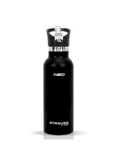STRAUSS STRAUSS Stainless Steel Water Bottle | Leak Proof, BPA Free, Vacuum Insulated Flask Water Bottle | Ideal for School, Office, Home, Gym | Eco-Friendly, Durable, Sweat-Proof Design | 500ml,(Black)  - Image 1