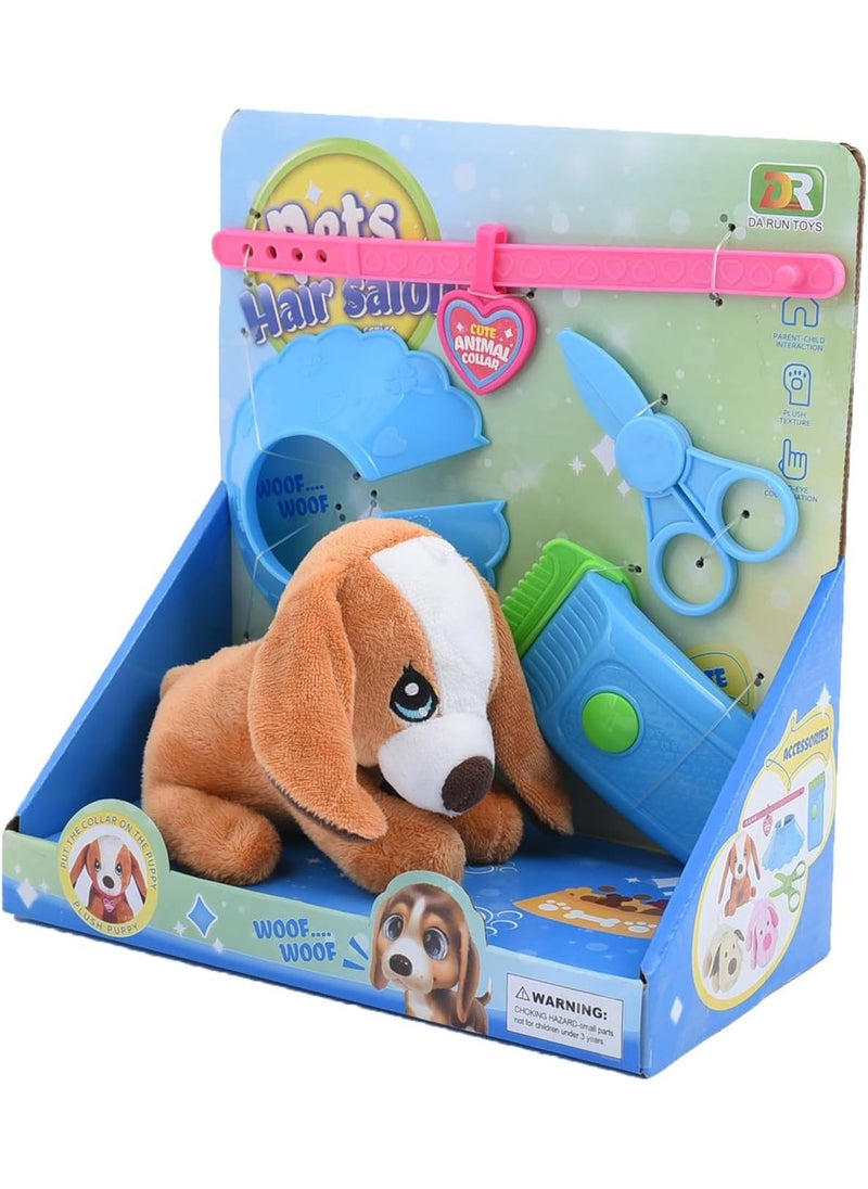 مجموعة لعب صالون حلاقة الجراء المحشوة الرائعة مع الملحقات - مجموعة تزيين الحيوانات الأليفة للأطفال