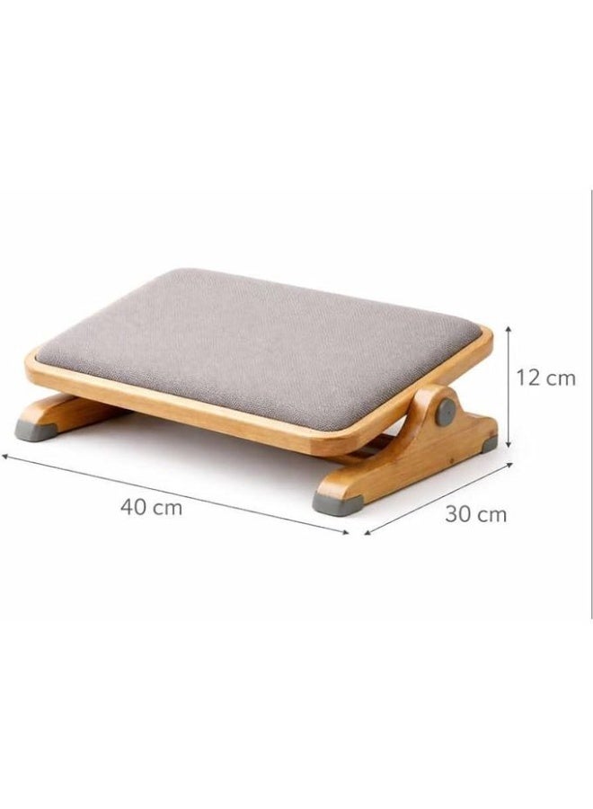 مسند قدم للمكتب خشبي قابل للاهتزاز أسفل المكتب – تصميم مريح (Ergonomic) بسطح مبطن – قاعدة مانعة للانزلاق – مناسب للمكتب والمنزل - Image 1