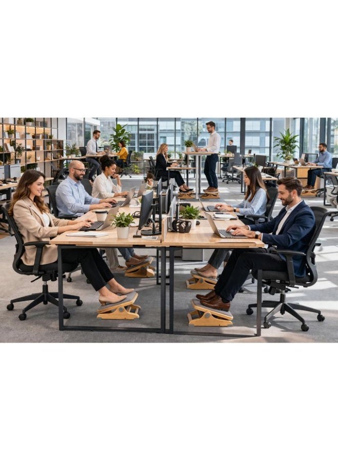مسند قدم للمكتب خشبي قابل للاهتزاز أسفل المكتب – تصميم مريح (Ergonomic) بسطح مبطن – قاعدة مانعة للانزلاق – مناسب للمكتب والمنزل - Image 5