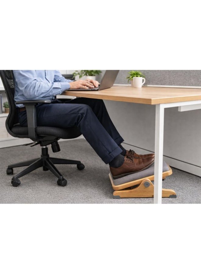 مسند قدم للمكتب خشبي قابل للاهتزاز أسفل المكتب – تصميم مريح (Ergonomic) بسطح مبطن – قاعدة مانعة للانزلاق – مناسب للمكتب والمنزل - Image 3