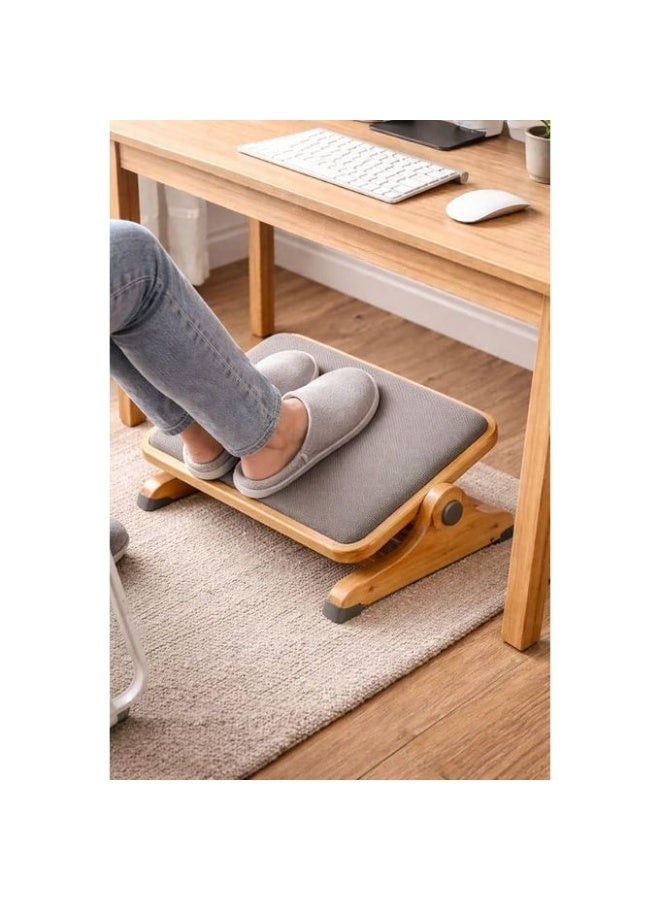 مسند قدم للمكتب خشبي قابل للاهتزاز أسفل المكتب – تصميم مريح (Ergonomic) بسطح مبطن – قاعدة مانعة للانزلاق – مناسب للمكتب والمنزل - Image 4