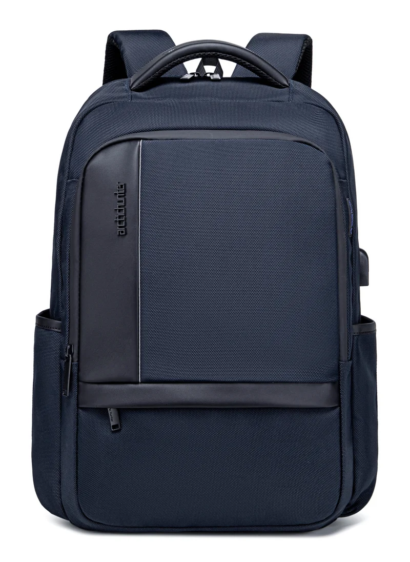 أركتيك هانتر Casual Travel Backpack Water Resistant Unisex School College Bag with Built in USB Port and Laptop Compartment for Men and Women B00120C Blue