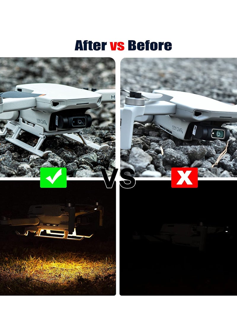 SOLARAE جهاز هبوط مزود بإضاءة LED لطائرات DJI Mini 2 و Mini SE و Mavic Mini، حامل ثلاثي قابل للطي مع إضاءة طيران ليلية، ملحق حماية لتمديد الطائرة باللون الأصفر - Image 5