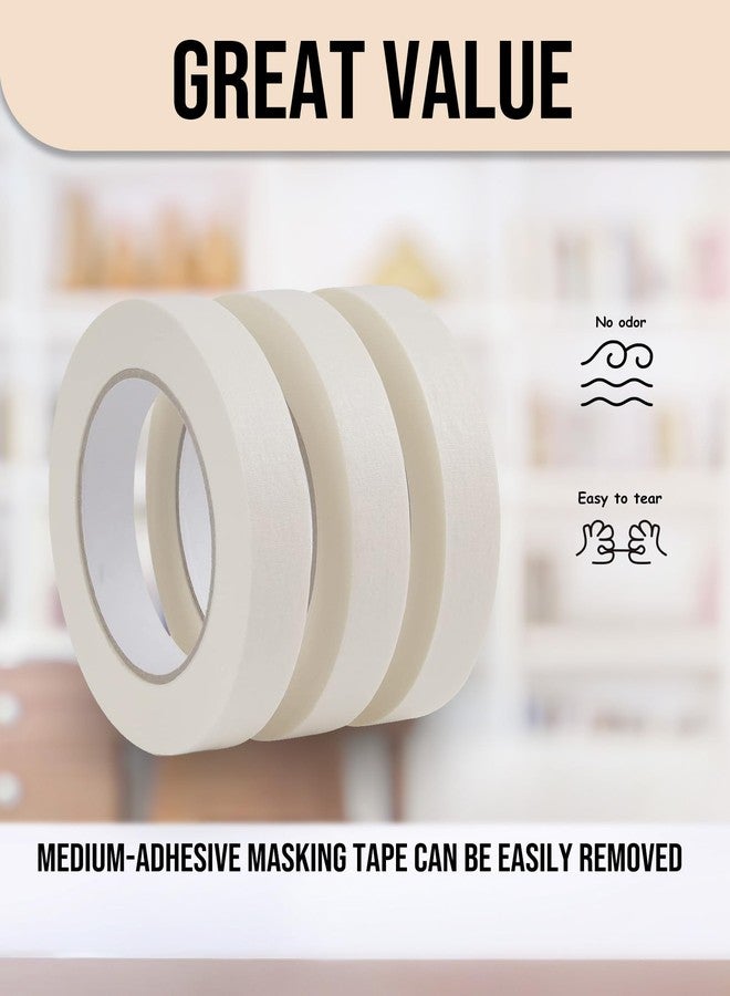 Lichamp شريط لاصق Lichamp مقاس 3/4 بوصة، عبوة من 3 أشرطة لاصقة متعددة الأغراض باللون البيج والأبيض للرسم والفنون والحرف اليدوية، مقاس 3/4 بوصة × 55 ياردة × 3 لفات (إجمالي 165 ياردة) - Image 4