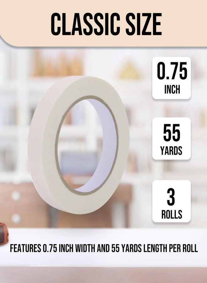 Lichamp شريط لاصق Lichamp مقاس 3/4 بوصة، عبوة من 3 أشرطة لاصقة متعددة الأغراض باللون البيج والأبيض للرسم والفنون والحرف اليدوية، مقاس 3/4 بوصة × 55 ياردة × 3 لفات (إجمالي 165 ياردة) - Image 2