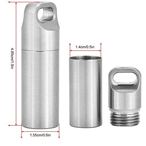 VGEBY Pills Holders, Single Chamber Stainless Steel Keychain Pills Case Survivals Pills Bottle Box Fob Organizer Container - Image 5