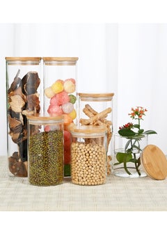 Sealed glass food storage jar 6-piece combination set - transparent glass container with sealed bamboo lid, stackable circular kitchen jar for sugar, tea, coffee beans, pasta - pzsku/Z22C51DD8D7F0A76250DEZ/45/_/1733560811/27c7fda7-75a4-48bf-a702-13eb7e7b5f58