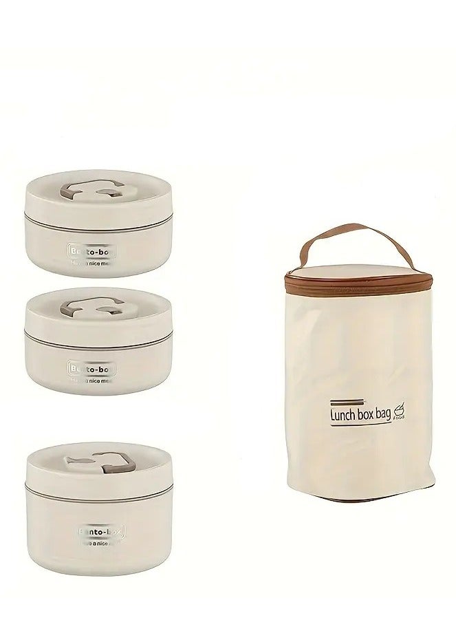 3 Layer Lunchbox - Insulated Meal Keeper, Thermal Lunch Container | Leak-Proof Thermal banto Box, Portable Food Container with Lunch Bag, Stackable Leakproof Stainless Steel Food Container  - Image 1