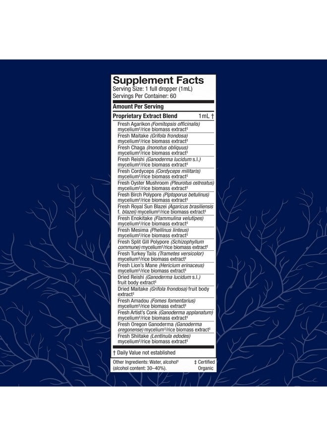 Host Defense MyCommunity Extract - 17 Species Blend Mushroom Supplement for Immune Support - Extract with Lion's Mane, Reishi, Chaga, Cordyceps, Turkey Tail & More - 2 fl oz (60 Servings)* - Image 2