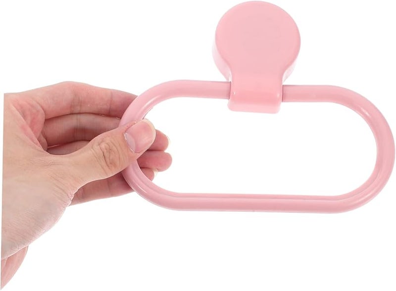 2Pcs White Self Adhesive No Drill Towel Holder Ring For Bathroom Kitchen - Image 5