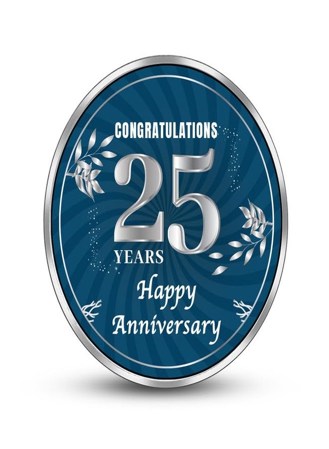 Silviya BIS Hallmarked 25th Anniversary 999 Pure Silver Coin - 10 Gm - Wedding Anniversary Gift - Memorable Gift - Round Shape - Image 2