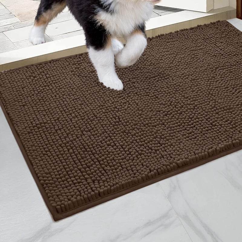 Leeonz Door Mats for Home | Floor Mat for Bedroom | Highly Absorbent Microfiber Door Mat for Living Room | Washable & Non Slip Door Mats for Kitchen Bathroom Bedroom Indoor Outdoor | 40x 60cm- Brown - Image 1