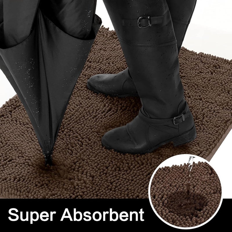 Leeonz Door Mats for Home | Floor Mat for Bedroom | Highly Absorbent Microfiber Door Mat for Living Room | Washable & Non Slip Door Mats for Kitchen Bathroom Bedroom Indoor Outdoor | 40x 60cm- Brown - Image 2