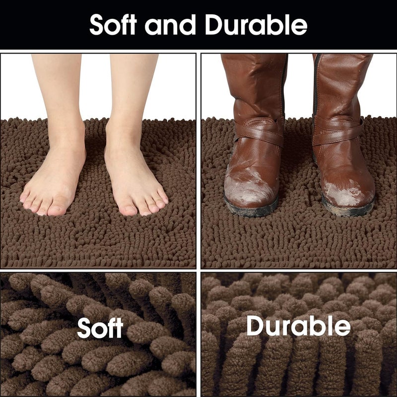 Leeonz Door Mats for Home | Floor Mat for Bedroom | Highly Absorbent Microfiber Door Mat for Living Room | Washable & Non Slip Door Mats for Kitchen Bathroom Bedroom Indoor Outdoor | 40x 60cm- Brown - Image 4
