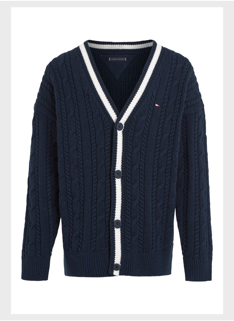 TOMMY HILFIGER - Kids V-Neck Cardigan - Image 1