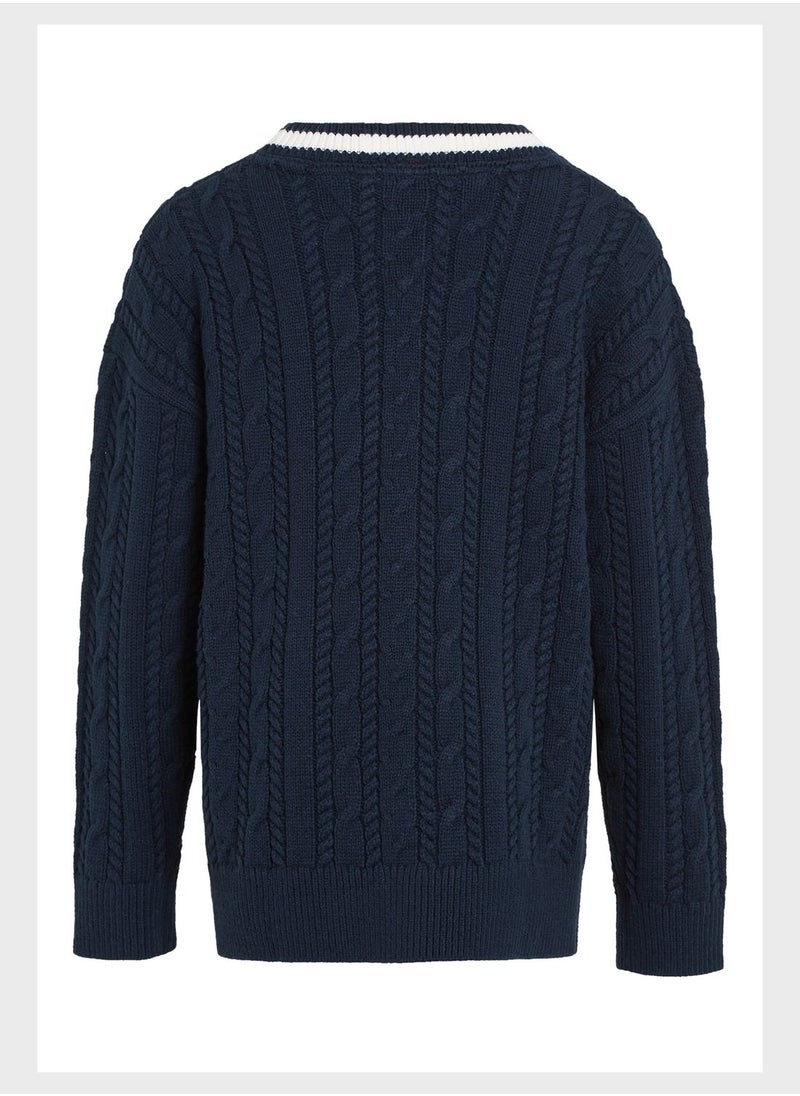 TOMMY HILFIGER - Kids V-Neck Cardigan - Image 1
