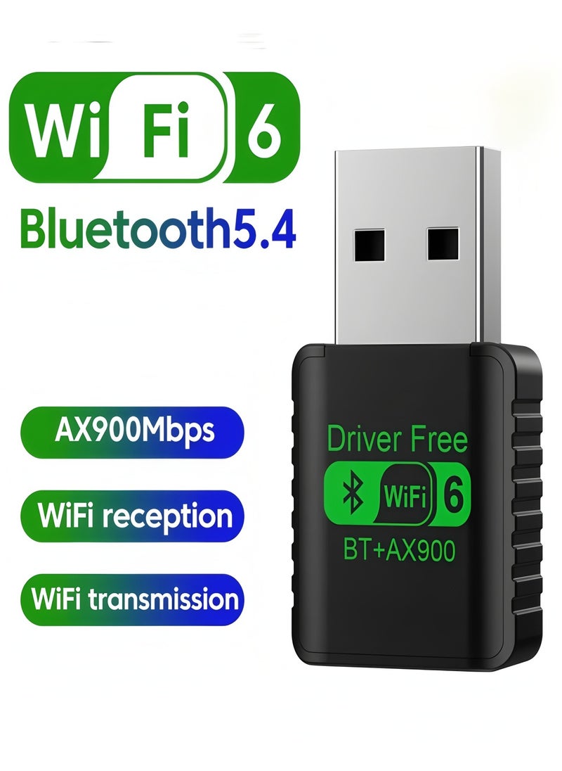 Flyview USB WiFi Bluetooth Adapter, 900Mbps Dual Band 2.4/5Ghz Wireless Network External Receiver, Mini WiFi Dongle for PC/Laptop/Desktop  - Image 1