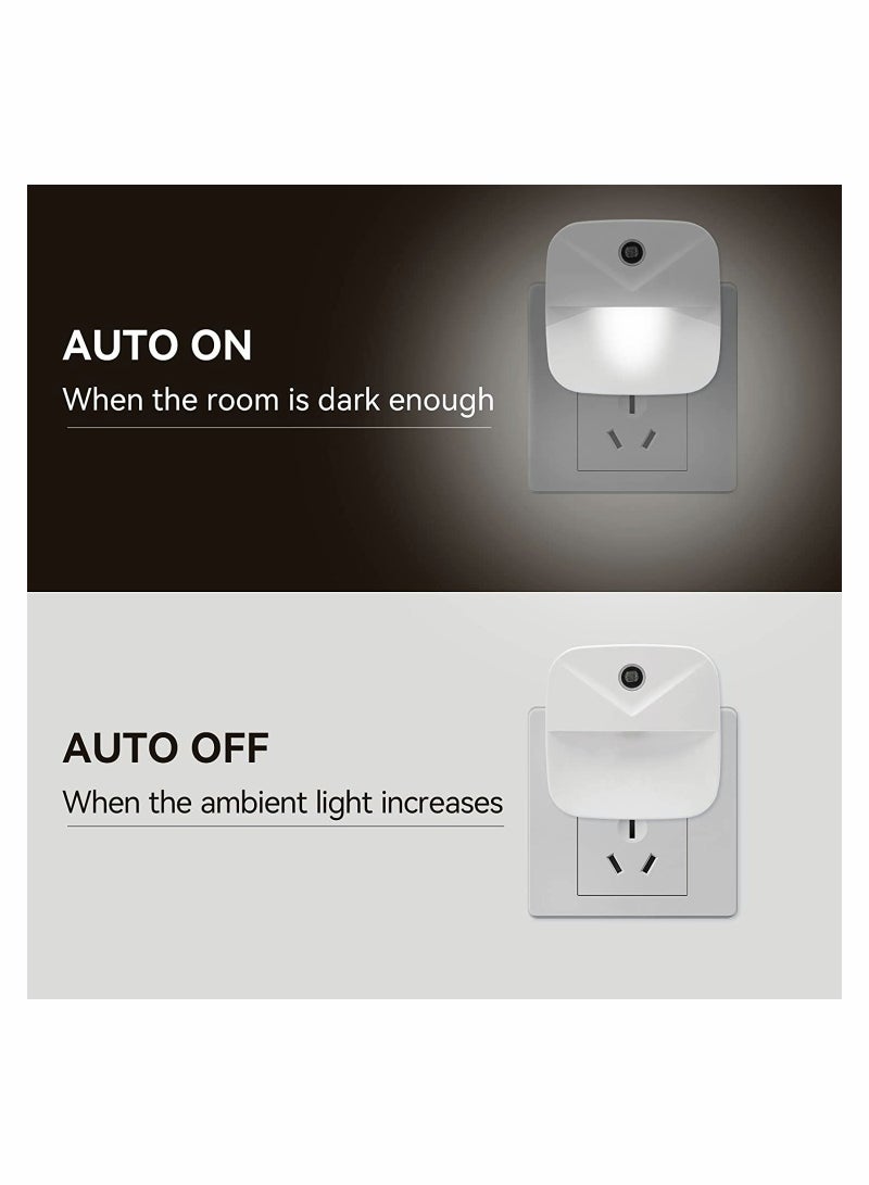 Luckam 4 Pack Night Light Plug In Smart Light Automated On And Off Wall Light for Hallways Bedrooms Bathrooms Kitchens Stairs White Light Intelligent Induction Bedside L Energy Saving Light Control - Image 4