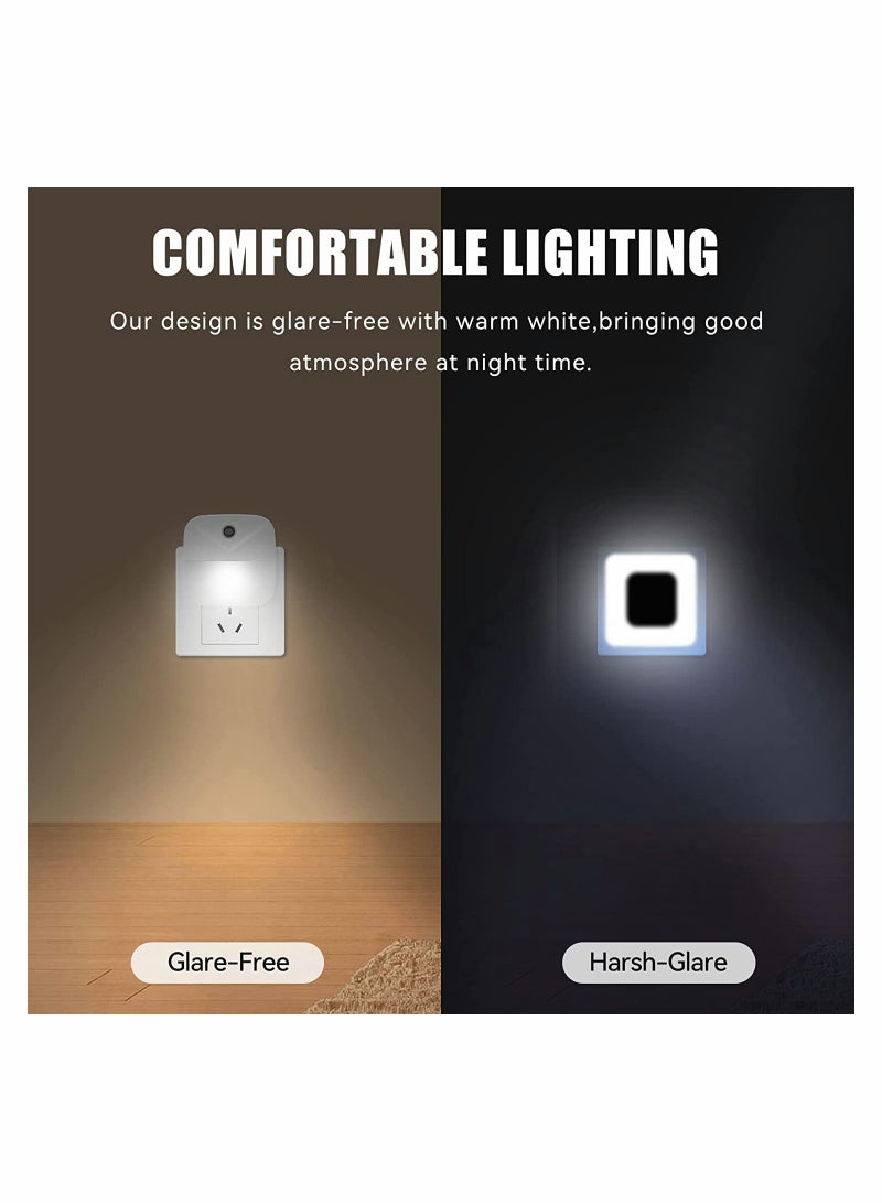 Luckam 4 Pack Night Light Plug In Smart Light Automated On And Off Wall Light for Hallways Bedrooms Bathrooms Kitchens Stairs White Light Intelligent Induction Bedside L Energy Saving Light Control - Image 2