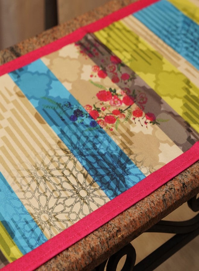 زيبا مفرش طاولة من مزيج القطن من زيبا وورلد، بنقشة زهور هندسية، مناسب لأربعة أو ستة أشخاص، مثالي لغرفة المعيشة أو غرفة الطعام | 30 سم × 210 سم؛ 12 بوصة × 84 بوصة - Image 4