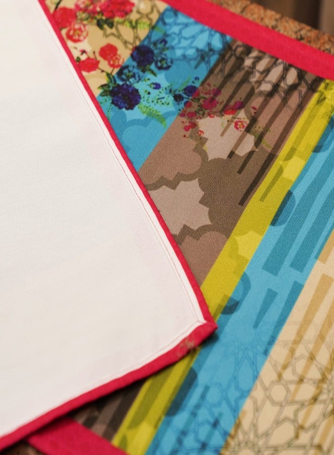 زيبا مفرش طاولة من مزيج القطن من زيبا وورلد، بنقشة زهور هندسية، مناسب لأربعة أو ستة أشخاص، مثالي لغرفة المعيشة أو غرفة الطعام | 30 سم × 210 سم؛ 12 بوصة × 84 بوصة - Image 5