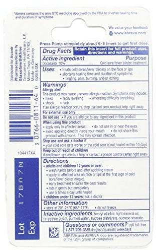 Abreva Cold SoreFever Blister Treatment Pump 007 oz 2 g Abreva Pump - Image 5
