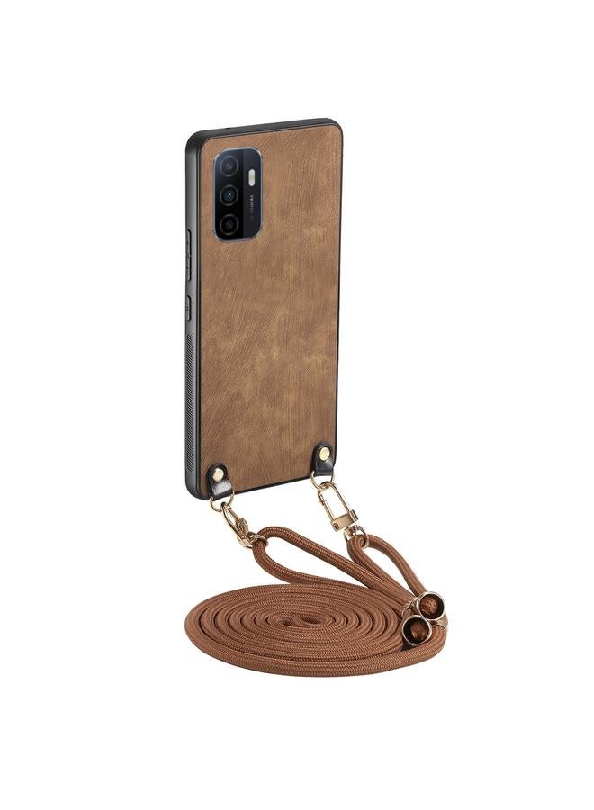 S-TOP Case For OPPO A53 2020 Vintage Leather PC Back Cover Phone Case with Crossbody Strap - Image 1