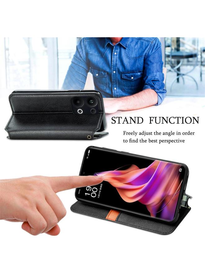 إيروريكس جراب هاتف OPPO Reno9 Pro+ جراب هاتف جلدي مغناطيسي مضغوط بشبكة مكعبة - Image 5