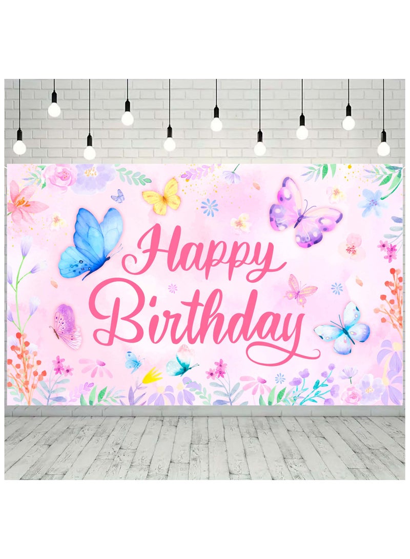 FRUITFUL PARTY Butterfly Party Backgroundp, Butterfly Birthday Backdrop for Fantasy Party Decoration Supplies(Size: 180cm×110cm/71"× 43") - Image 1