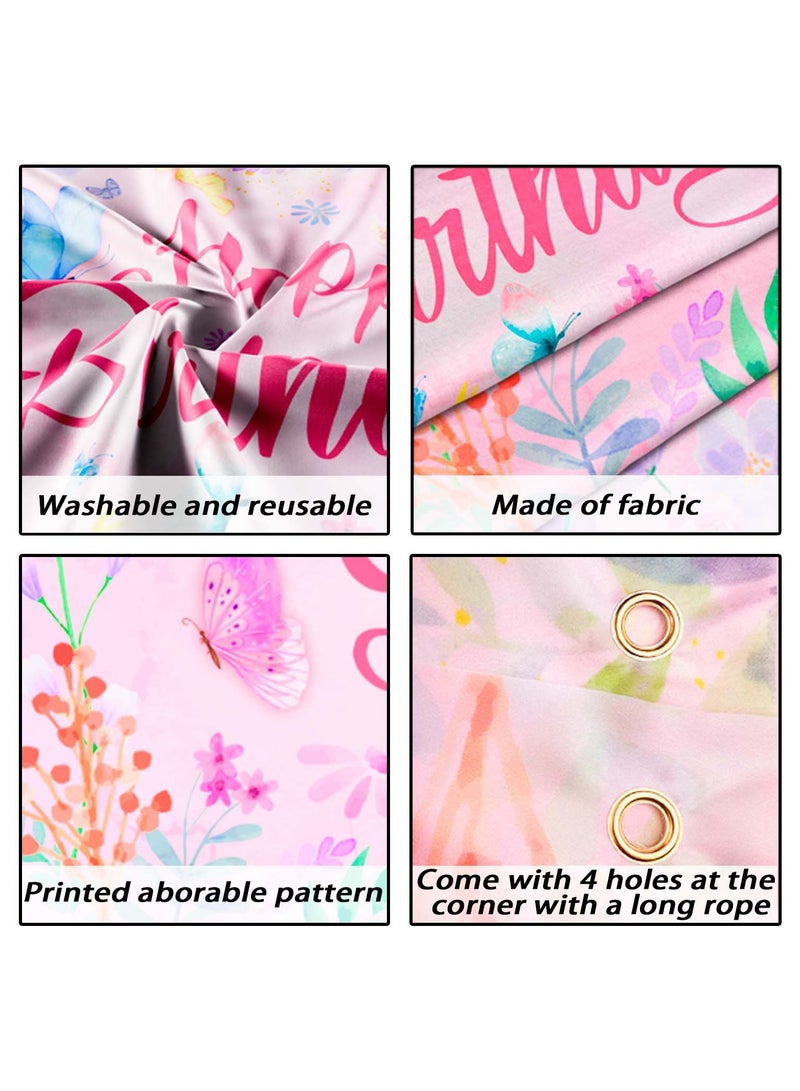 FRUITFUL PARTY Butterfly Party Backgroundp, Butterfly Birthday Backdrop for Fantasy Party Decoration Supplies(Size: 180cm×110cm/71"× 43") - Image 3