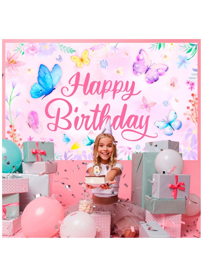 FRUITFUL PARTY Butterfly Party Backgroundp, Butterfly Birthday Backdrop for Fantasy Party Decoration Supplies(Size: 180cm×110cm/71"× 43") - Image 4