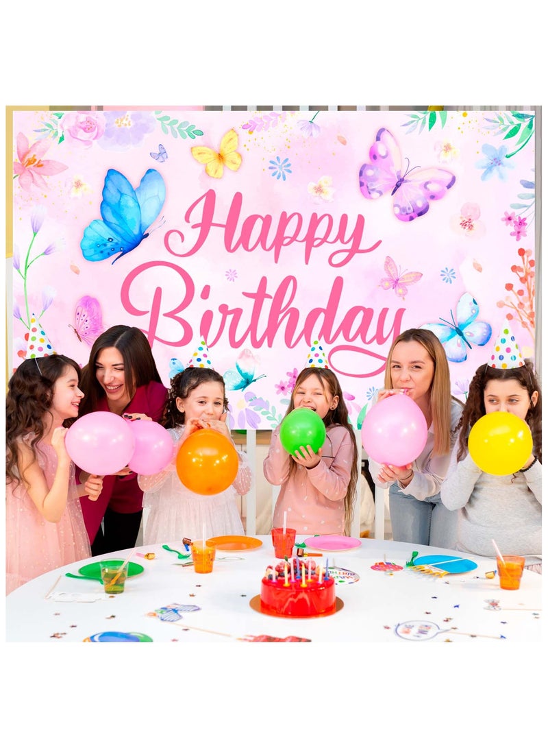 FRUITFUL PARTY Butterfly Party Backgroundp, Butterfly Birthday Backdrop for Fantasy Party Decoration Supplies(Size: 180cm×110cm/71"× 43") - Image 5
