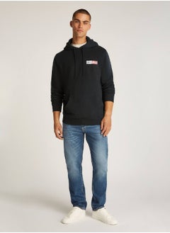 TOMMY JEANS Men's Signature Logo Drawstring Hoody - Cotton, Black  - Image 3