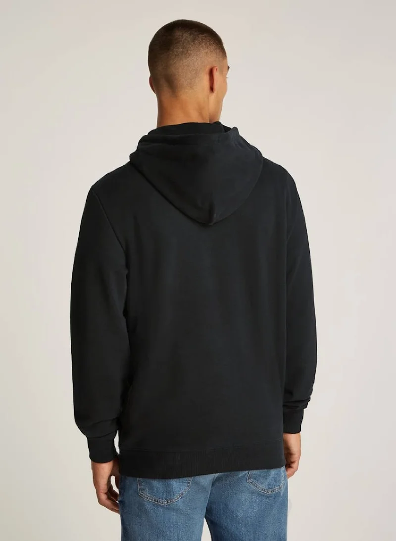 TOMMY JEANS Black Signature Logo Drawstring Hoody for Men | Best Price UAE