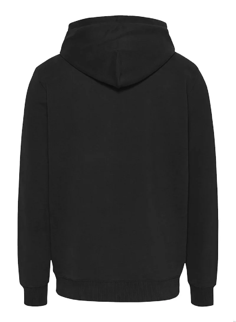 TOMMY JEANS Black Signature Logo Drawstring Hoody for Men | Best Price UAE