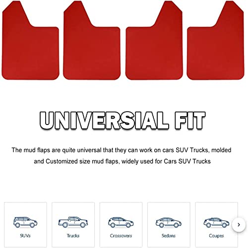 RULLINE Car Mud Flaps Universal Fit Red Splash Guards (4 Pack) Fender,with 20 Pieces 6mm Fastener Rivet Clips - Image 3