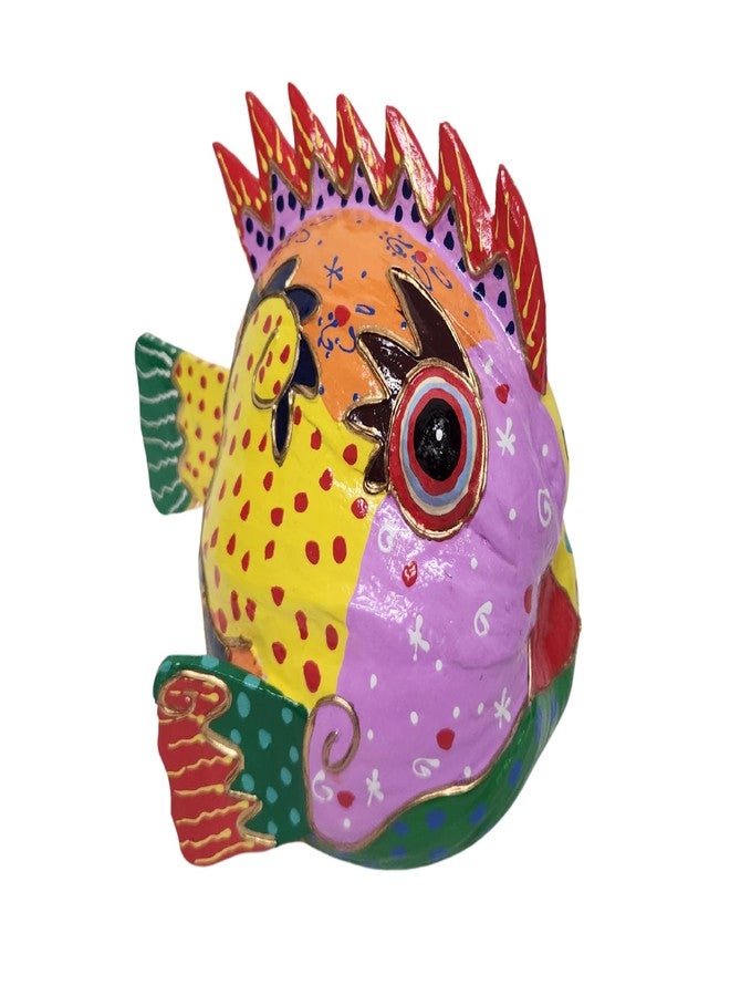 WorldBazzar Abstract Coconut Fish Wood Picasso Style Tiki Wall Sculpture Home Décor Modern African Art Tribal Decorations Accents, Medium - Image 4