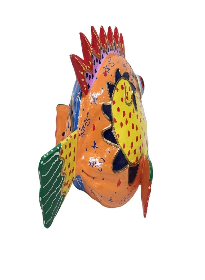 WorldBazzar Abstract Coconut Fish Wood Picasso Style Tiki Wall Sculpture Home Décor Modern African Art Tribal Decorations Accents, Medium - Image 3