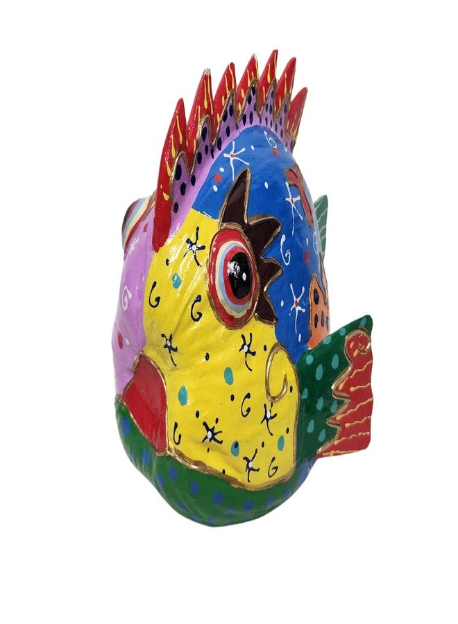 WorldBazzar Abstract Coconut Fish Wood Picasso Style Tiki Wall Sculpture Home Décor Modern African Art Tribal Decorations Accents, Medium - Image 2
