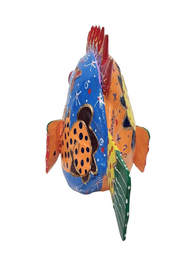 WorldBazzar Abstract Coconut Fish Wood Picasso Style Tiki Wall Sculpture Home Décor Modern African Art Tribal Decorations Accents, Medium - Image 5