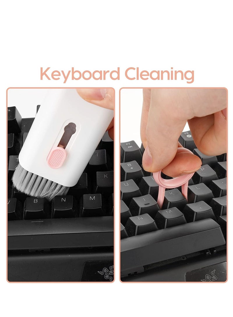 phone and Earbuds Cleaner Kit 7 in 1, Multifunctional Keyboard Cleaner Earbud Cleaning Kit Tool with Cleaning Pen for iPhone, Laptop, Tablet, PC Screen, Keyboard, Bluetooth Earphones (Pink) - Image 4