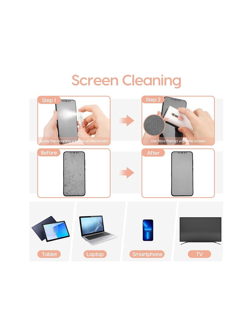 phone and Earbuds Cleaner Kit 7 in 1, Multifunctional Keyboard Cleaner Earbud Cleaning Kit Tool with Cleaning Pen for iPhone, Laptop, Tablet, PC Screen, Keyboard, Bluetooth Earphones (Pink) - Image 5