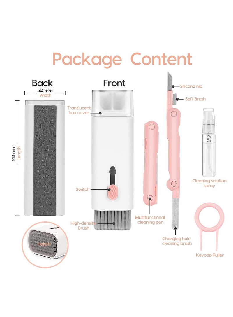 phone and Earbuds Cleaner Kit 7 in 1, Multifunctional Keyboard Cleaner Earbud Cleaning Kit Tool with Cleaning Pen for iPhone, Laptop, Tablet, PC Screen, Keyboard, Bluetooth Earphones (Pink) - Image 2