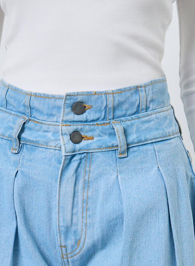 Styli Women High Rise Wide Leg Jeans with Double Waistband - Image 3