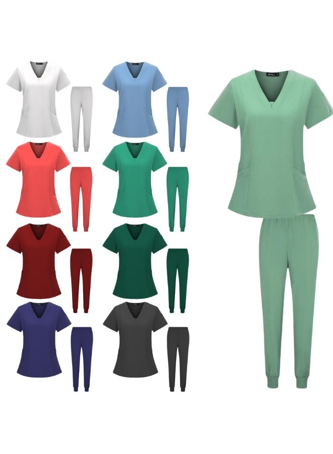 Loquat Womens Medical Scrubs Set Medical Uniform Set Cyan - Image 4