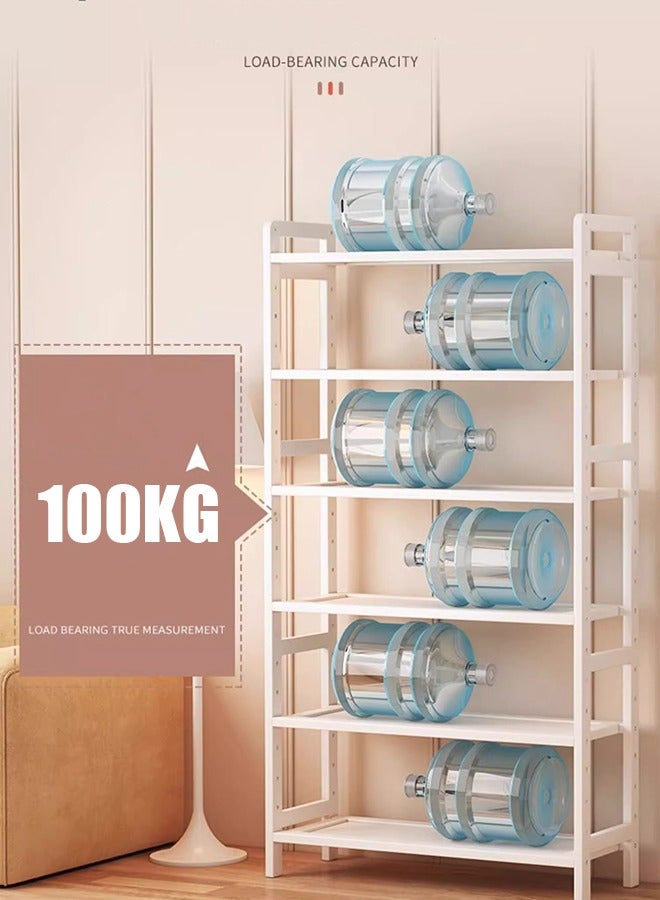 كوزينيست رف كتب عصري بستة أرفف مع مساحة تخزين، خزانة كتب صناعية خشبية قائمة بذاتها لغرفة المعيشة وغرفة النوم والمكتب والمطبخ والديكور المنزلي وعرض وتنظيم الرفوف - Image 4