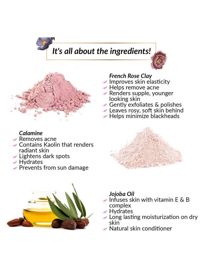 Matra Vitamin C French Rose Clay Kaolin Mask - With Bentonite, Calamine & Jojoba Oil - Skin Polishing And Glow Mask - Anti-acne, Pore Cleanser - Scar And Blemish Minimizer - Image 3