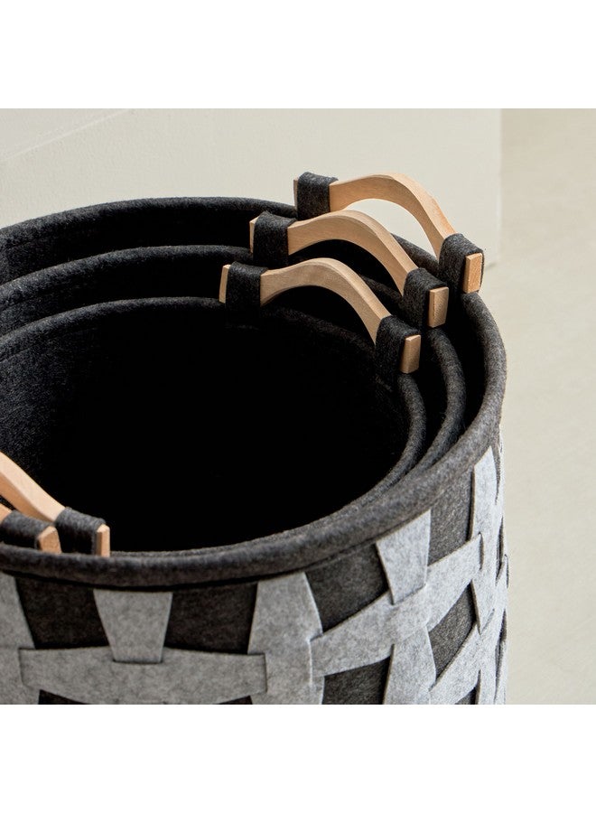 Home Box طقم سلال مصنوعة من اللباد 3 قطع دائري 40 × 32 × 40 سم  - Image 4
